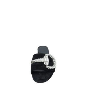 Gucci Black Maxime Suede Horsebit Crystal Mules 36 | AlmaBagz