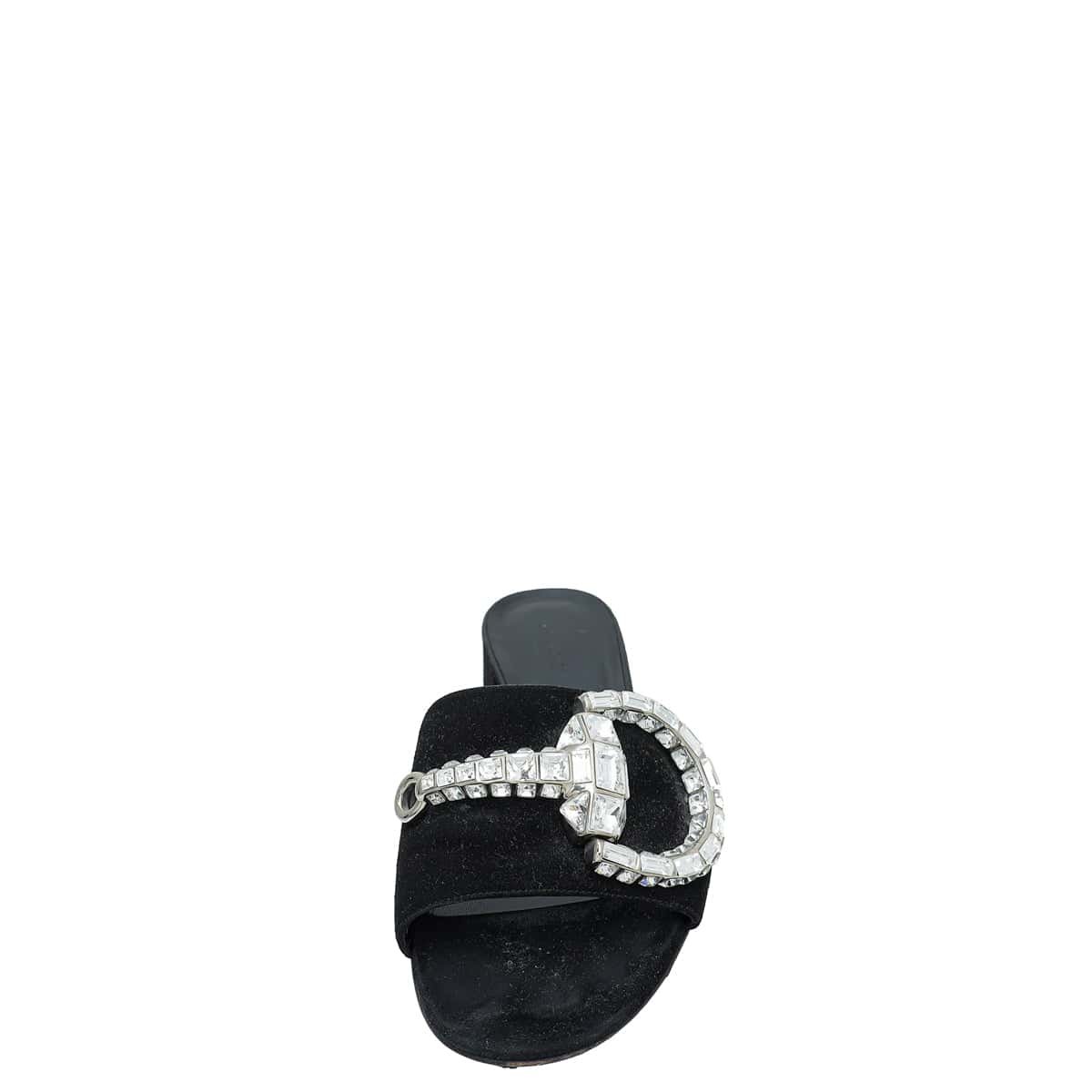Gucci Black Maxime Suede Horsebit Crystal Mules 36 | AlmaBagz