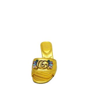 Gucci Gold GG Crystal Marmont Slide Mules Sandal 36 | AlmaBagz