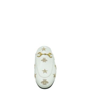 Gucci White Princetown Embroidered Bee Star Mules 36 | AlmaBagz