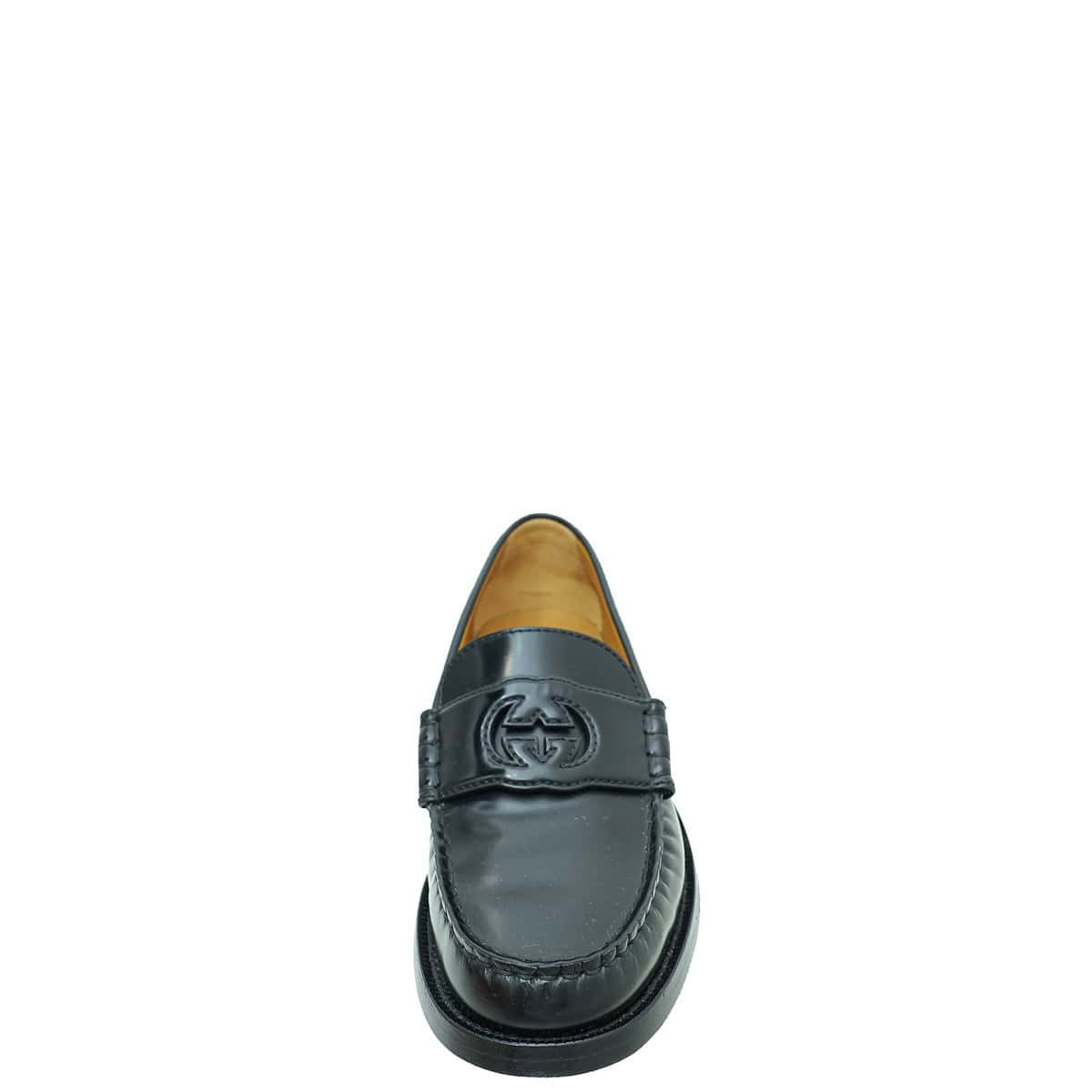 Gucci Black Interlocking G Loafer 37.5 | AlmaBagz