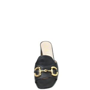 Gucci Black Horsebit Slide Heeled Sandal 37 | AlmaBagz
