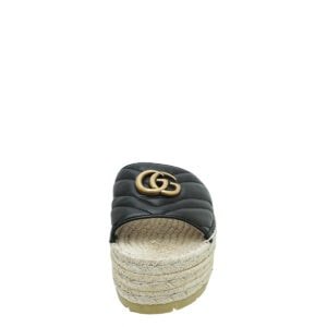 Gucci Black GG Marmont Platform Espadrille Mule 37 | AlmaBagz