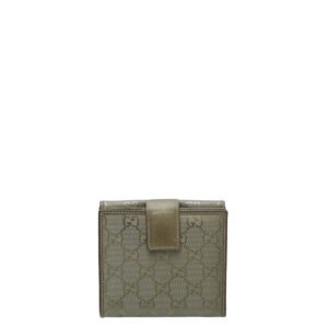 Gucci Metallic Olive Interlocking GG Imprime French Wallet | AlmaBagz