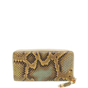 Gucci Multicolor Python Bamboo Tassel Zipped Around Wallet | AlmaBagz