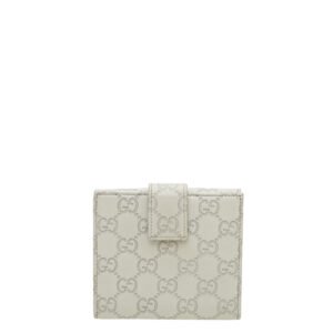 Gucci Cream Interlocking G Guccissima French Wallet | AlmaBagz