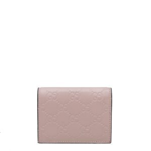 Gucci Pink GG Guccissima Cat Card Case Wallet | AlmaBagz