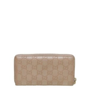 Gucci Rose Beige GG Guccissima Zip Around Lovely Wallet | AlmaBagz