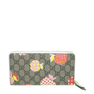 Gucci Ebony Multicolor GG Supreme Les Pommes Zip Around Wallet | AlmaBagz