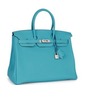 Hermes Special Order (HSS) Birkin 35 Bleu du Nord Verso Togo Brushed Palladium Hardware | AlmaBagz