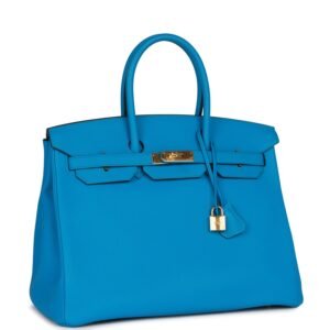 Hermes Birkin 35 Bleu Zanzibar Togo Gold Hardware | AlmaBagz