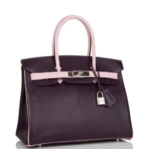 Hermes Special Order (HSS) Birkin 30 Raisin and Rose Sakura Chevre Palladium Hardware | AlmaBagz