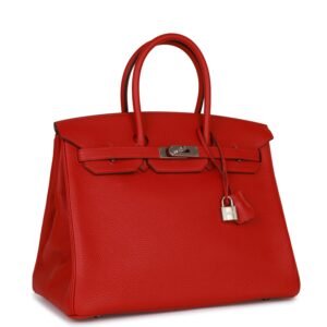 Hermes Birkin 35 Rouge Casaque Clemence Palladium Hardware | AlmaBagz