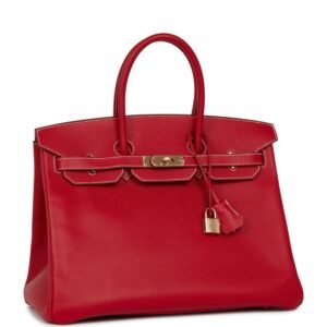 Hermes Birkin 35 Rouge Casaque Candy Epsom Permabrass Hardware | AlmaBagz