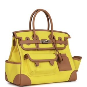 Hermes Birkin Cargo 35 Jaune Citron Toile and Chai Swift Palladium Hardware | AlmaBagz