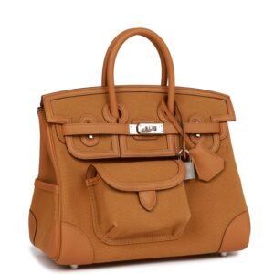 Hermes Birkin Cargo 25 Desert/Sesame Swift and Toile Canvas Palladium Hardware | AlmaBagz