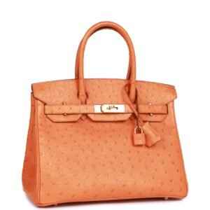 Hermes Birkin 30 Abricot Ostrich Gold Hardware | AlmaBagz