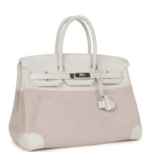 Hermes Birkin 35 White Gulliver and Toile H Palladium Hardware | AlmaBagz