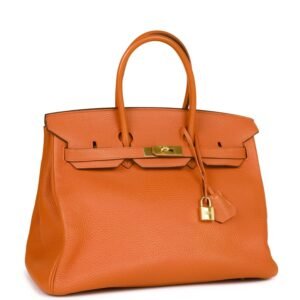 Hermes Birkin 35 Orange H Togo Gold Hardware | AlmaBagz