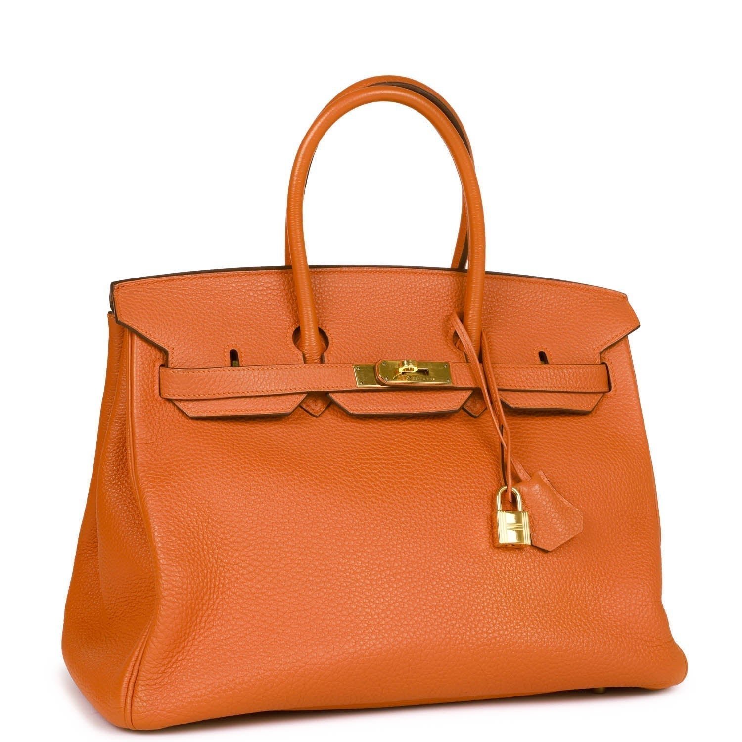 Hermes Birkin 35 Orange H Togo Gold Hardware | AlmaBagz