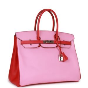 Hermes Special Order (HSS) Birkin 35 Bubblegum and Bougainvillea Epsom Palladium Hardware | AlmaBagz