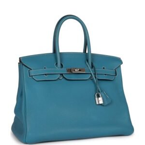 Hermes Birkin 35 Bleu Jean Togo Palladium Hardware | AlmaBagz