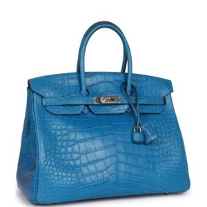 Hermes Birkin 35 Mykonos Matte Alligator Palladium Hardware | AlmaBagz