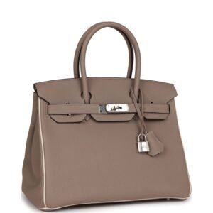 Hermes Special Order (HSS) Birkin 30 Gris Tourterelle and Craie Togo Palladium Hardware | AlmaBagz