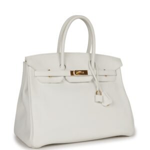 Hermes Birkin 35 White Clemence Gold Hardware | AlmaBagz
