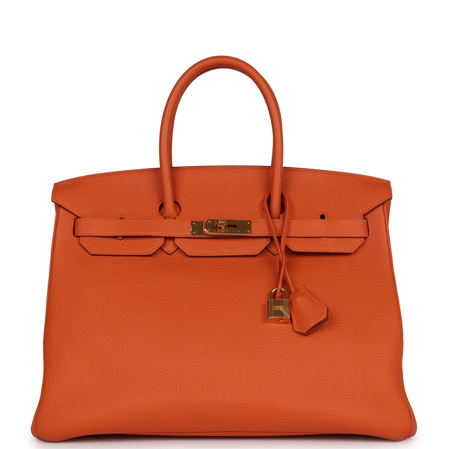 Hermes Birkin 35 Orange H Clemence Gold Hardware | AlmaBagz