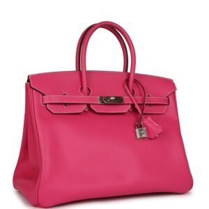 Hermes Birkin 35 Rose Tyrien Candy Epsom Palladium Hardware | AlmaBagz