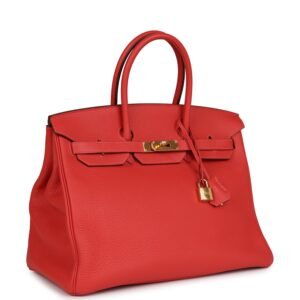 Hermes Birkin 35 Vermillion Togo Gold Hardware | AlmaBagz