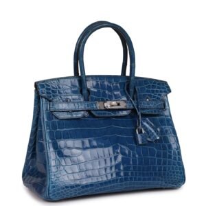 Hermes Birkin 30 Mykonos Shiny Niloticus Crocodile Palladium Hardware | AlmaBagz