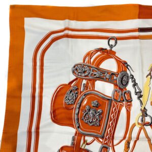 HERMES Stall Cashmere, Silk Orange Caljean 140 Women Used | AlmaBagz