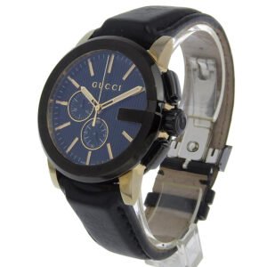 GUCCI Watches Quartz 101.2 Stainless Steel , Embossed Leather black G Chrono black dial | AlmaBagz