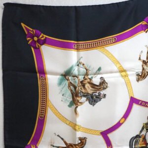 HERMES scarf silk white Le General L'Hotte Carre90 Women Used | AlmaBagz