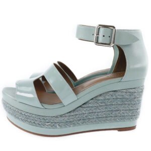 HERMES Sandals Leather, Patent Leather light blue Wedge sole Espadrille Women 37 Used | AlmaBagz