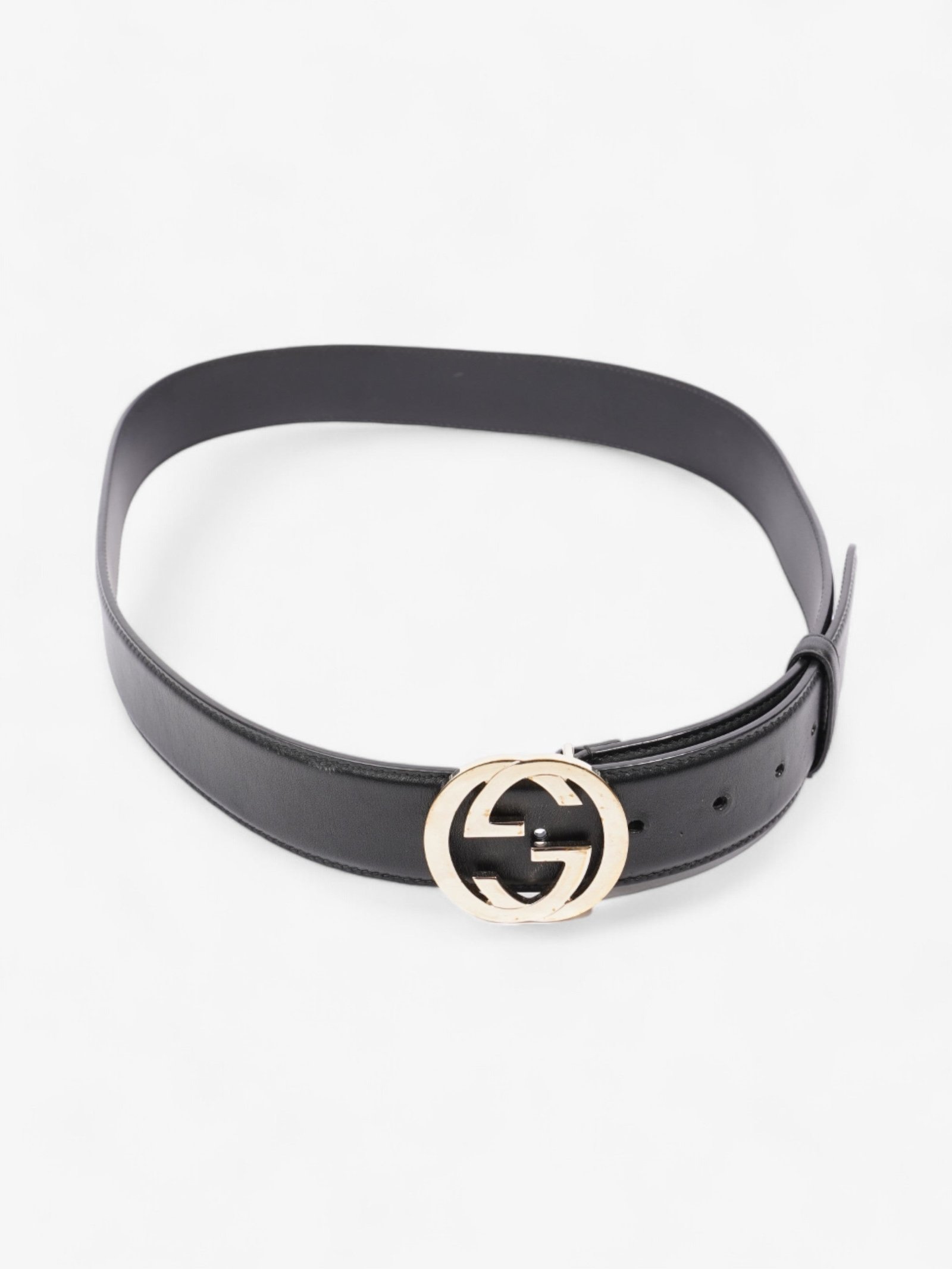 Gucci Interlocking G Belt Black Leather 100cm 40" | AlmaBagz