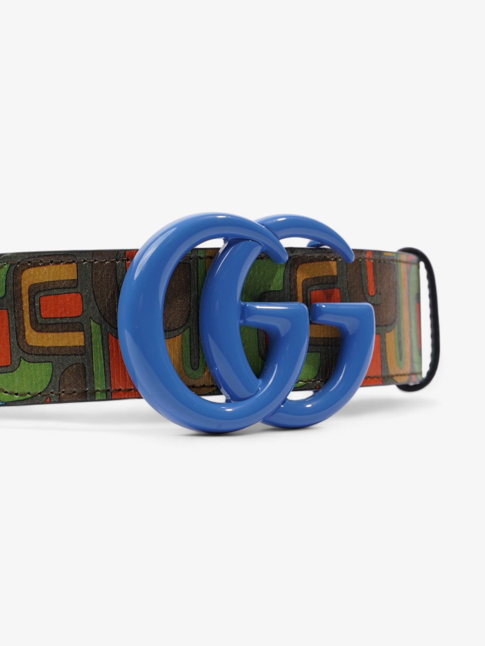 Gucci Memorable Buckle Belt Blue / Multicoloured Leather 80cm / 32" | AlmaBagz