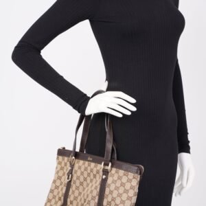Gucci Abbey GG Tote GG Supreme / Brown Leather Canvas | AlmaBagz