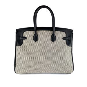Hermes Birkin 35 Noir Swift and Toile Criss Bag | AlmaBagz