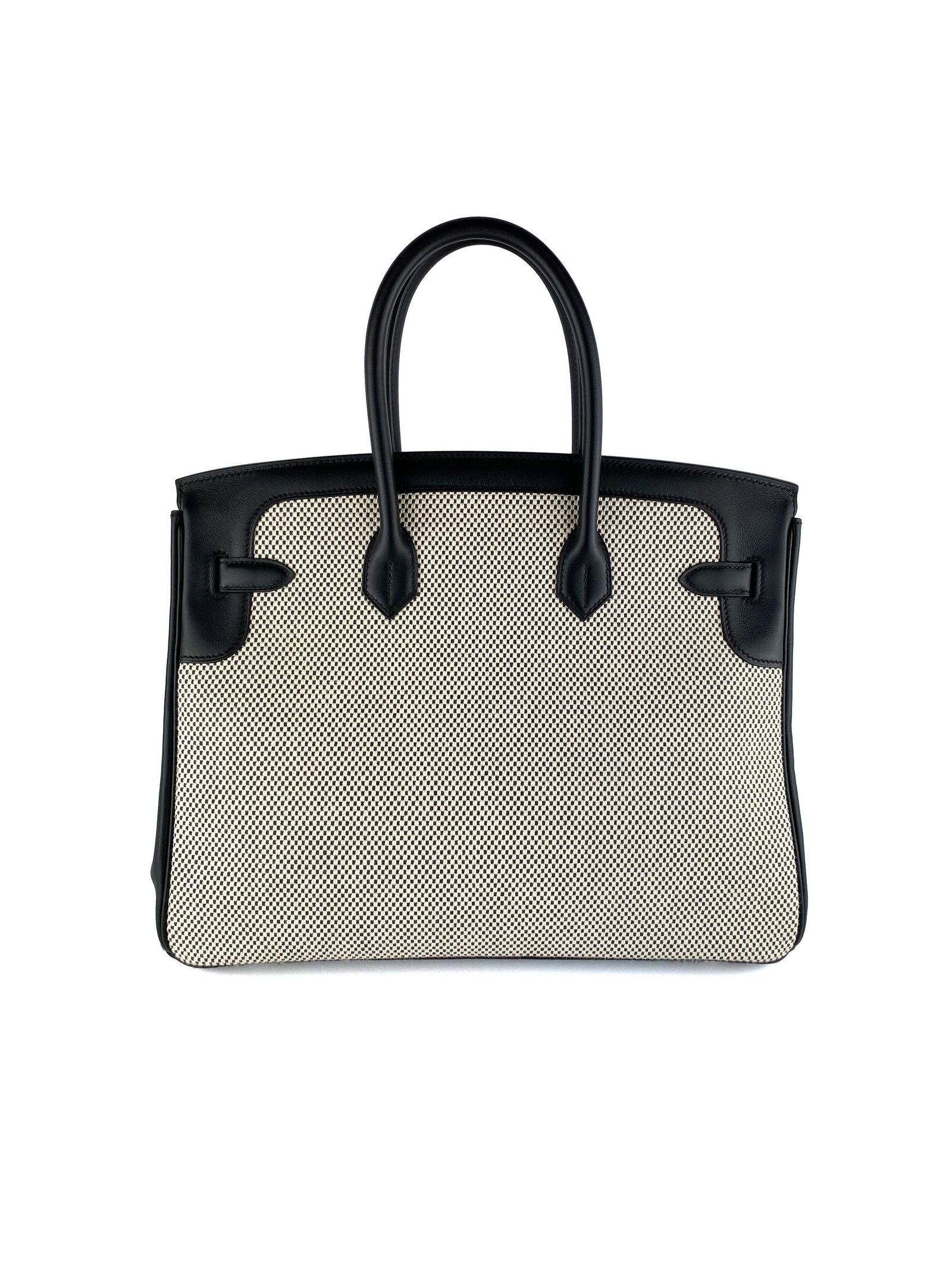 Hermes Birkin 35 Noir Swift and Toile Criss Bag | AlmaBagz