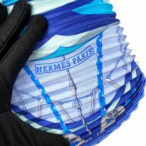 Hermes Blue Carre Plisse Spinnakers Scarf | AlmaBagz