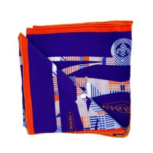 Hermes Cavalcadour Violet Bleu Jean & Orange GM Scarf | AlmaBagz