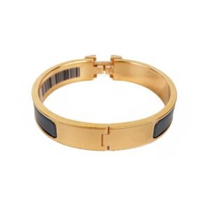 Hermes Grey Blue & Rose Gold Clic H Bracelet | AlmaBagz