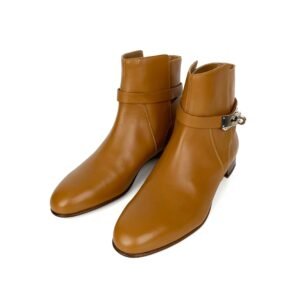 Hermes Light Brown Kelly Ankle Boots 37.5 | AlmaBagz