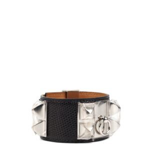 Hermes Noir Lizard Collier de Chien Bracelet | AlmaBagz