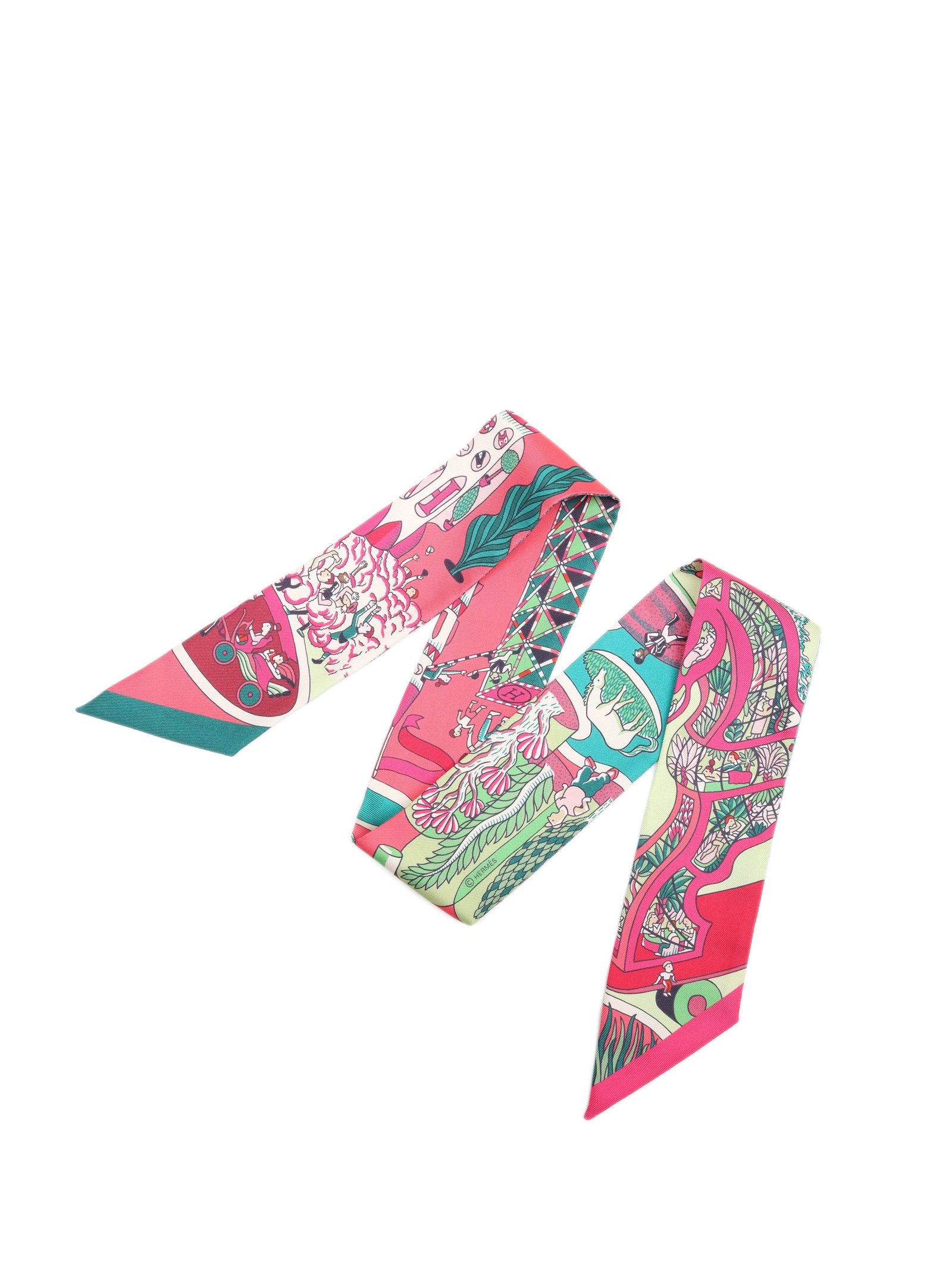 Hermes Pink and Green Twilly | AlmaBagz