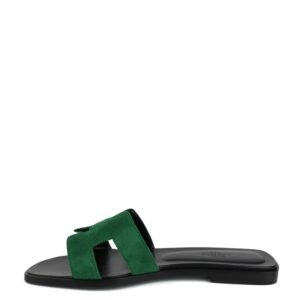 Hermes Vert Electrique Oran Sandals 37.5 | AlmaBagz