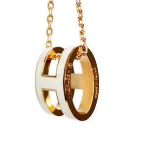 Hermes White & Rose Gold Pop H Necklace | AlmaBagz